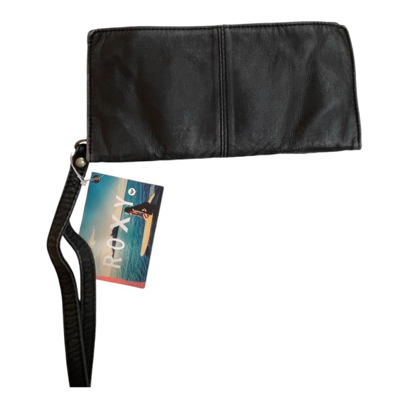 **NWT** Roxy Vintage Faux Leather Black Wristlet Wrap Around Wallet,Zipper Beach - Picture 6 of 8